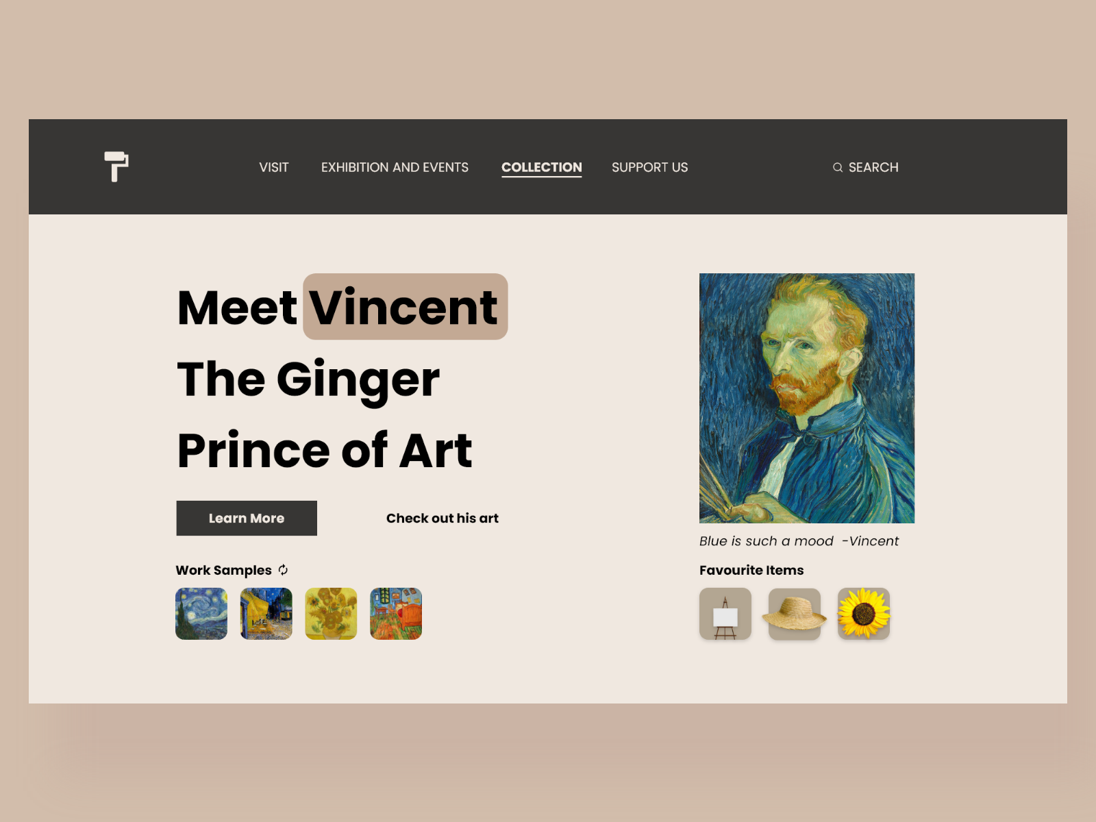 Artist page for a museum by Doga Dogan on Dribbble