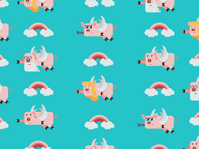 When pigs fly design illustration pattern pigs repeat surface vector