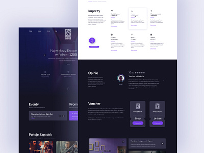 Black Cat Escape Room website app dark theme escape room minimal ui uidesign ux violet web webdesign