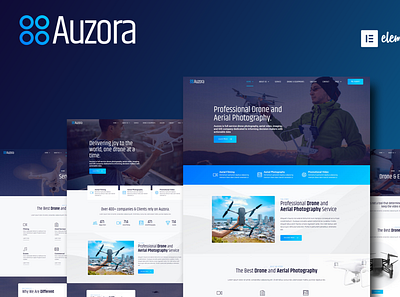 Auzora - Design for Drone and Aerial Photography branding design elementor illustration ui ux website wordpress