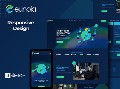 Eunoia - Design for Business & Start Up branding design elementor illustration ui website wordpress