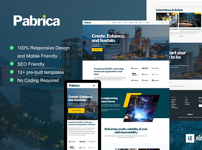 Pabrica - Design for Industrial & Engineering branding design elementor engineering industrial ui ux website wordpress