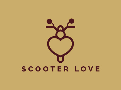 SCOOTER LOVE art design flat icon logo minimal typography vector