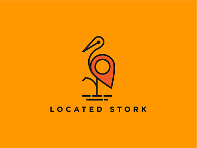 Located Stork art design flat icon logo minimal typography vector