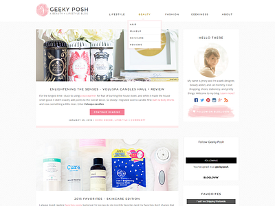 Geeky Posh WordPress theme blog clean feminine responsive theme wordpress