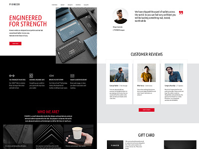 Website concept for wallets PIONEER black white design concept eshop icons landing landing page landing page design landingpage minimalism red red button review ui wallet webdesign website website design