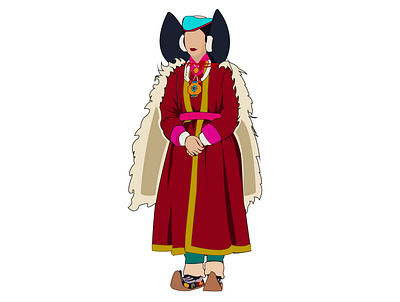 Ladakhi woman in dress vector branding design graphic ladakh illustration ladakh design ladakhi designer ladakhi png leh ladakh vector