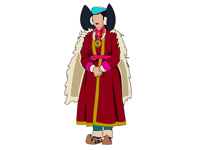 Ladakhi woman in dress vector