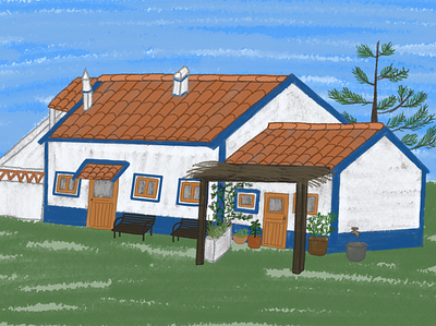 A Portuguese countryside house illustration