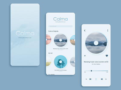 Calma - relaxing music player Dailyui009 app calm dailyui dailyui009 dailyuichallange music play relaxing soft