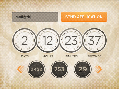 Countdown brush button countdown form gotham icons paper round set