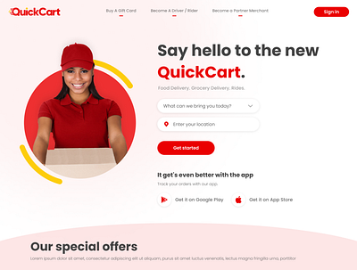 QuickCart - Landing page delivery design figma food landing page ui web design