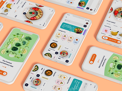 Food Delivery App Screen animation app best design burger cooking courier delivery design food and drink food app foodie home page landing page motion graphics order pizza restaurant shipping uiux web design