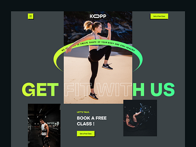 KOPP _ Fitness & Workout Landing Page bodybuilding cardio figma fitness fitness club fitness website gym health landing page lifestyle neubrutalism nutrition personal trainer training ui design web website weightloss workout yoga