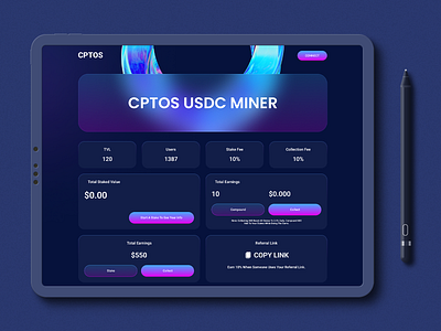 Cptos USDC Miner Landing page