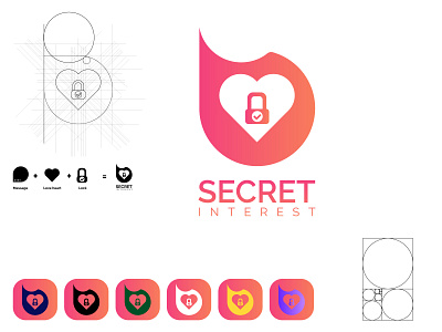 Secret Interest dating app logo brand identity branding design flat graphic design icon logo logo design minimal vector