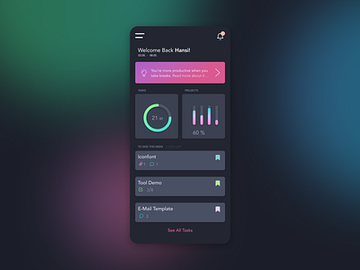 Kanban Mobile Dark Mode 💗