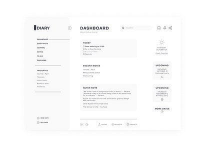 Simple diary app app clean design flat graphic design minimal ui ux web design white