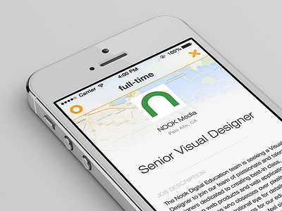 Job Details with Map iOS7 Style full time ios7 jobs mobile sketch app ui