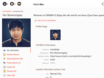 Updated Profile chord c css design in browser profile