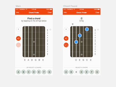 Chord Finder 3 chords guitar ios iphone product design sketch vector