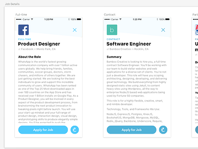 Full-time App Job Detail full-time app jobs layout redesign sketch app