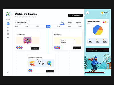 Task Management Dashboard admin adminpanel dashboard design illustration task team mangment timeline ui web web design