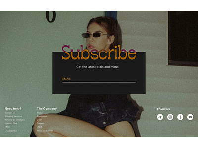 Subsribe page clean clothes design ecommerce email input minimal photo retro subscribe ui web