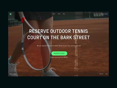 Tennis Court animation clean court design landing page minimal tennis ui web