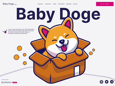 Crypto coin Baby Doge animation btc clean crypto cryptocurrency design doge eth investing landing page minimal token ui web