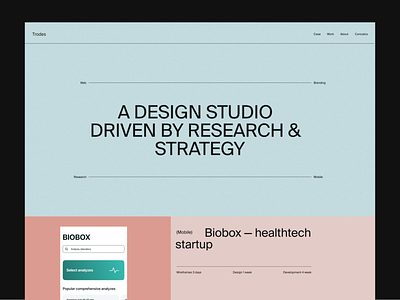 Design Studio clean design landing page minimal portfolio studio ui web