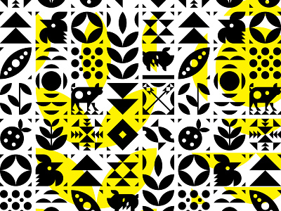 Menu Pattern animal chicken cooking cow geometric icon illustration menu pattern pig restaurant shape vegetables