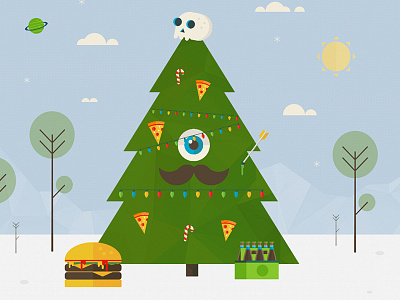 #odditree christmas digital food holiday icons illustration interactive pizza skull tree