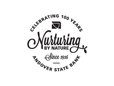 100 Years anniversary badge bank leaf logo nature script type typography