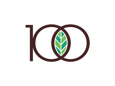 100 Leaf anniversary leaf logo nature numbers type typography