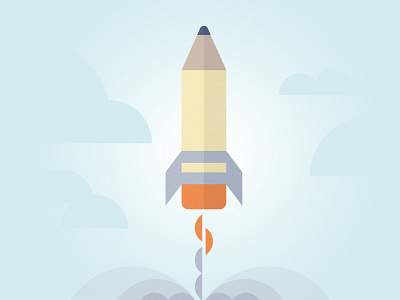 Pencil-Rocket blast off clouds copy fire pencil rocket sky space writing