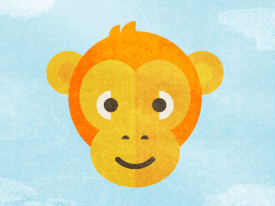 Monkey character children chimp clouds cute face kids monkey