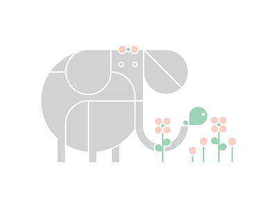 Elliot the Elephant animal baby child elephant flower geometric kids