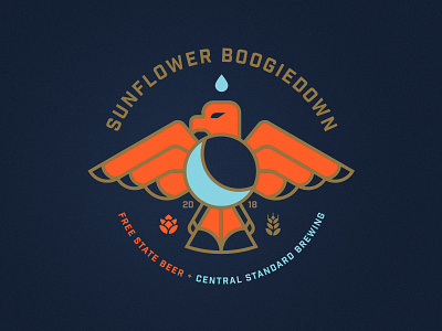 Sunflower Boogiedown beer bird brewery falcon hops illustration kansas moon