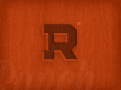 R letter logo orange r star texture typography wood