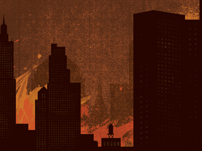 Gotham is Burning batman building city fire gotham illustration poster sky skyline texture