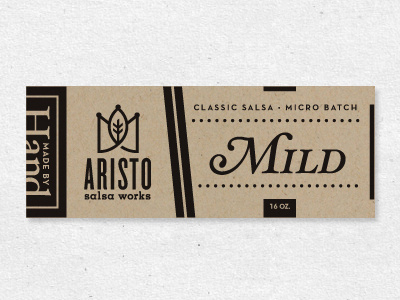 Label Concept aristo crown food hand made label leaf logo packaging salsa sticker