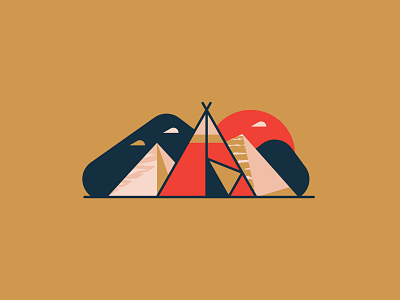 Tipi camping geometric illustration landscape nature teepee tent