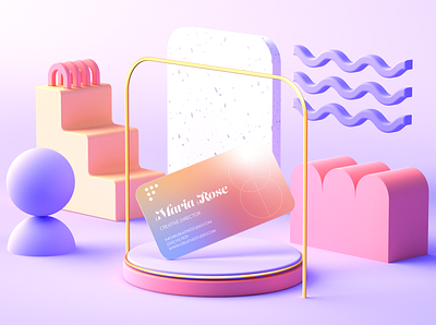Ice Mellow Mock up Collection | Business card 3d abstract branding business card c4d cinema 4d colour creative design fun geometric graphic design lilac minimal mockup pastel pink render shapes soft