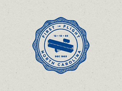 First In Flight badge design first in flight graphic north carolina plane stippling