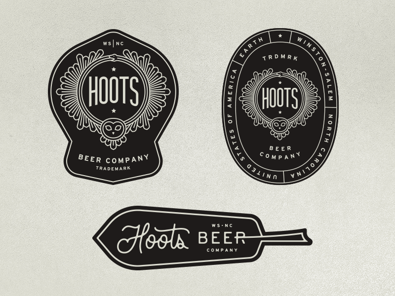 Hoots Patches badge beer branding design feather hoots owl patches wing