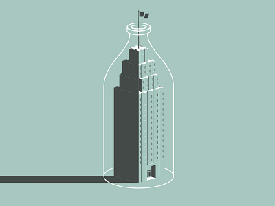 Building in a Bottle bottle building design flag illustration north carolina poster winston salem