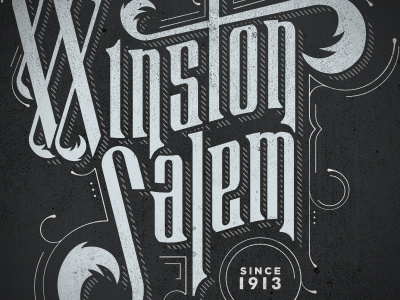 Winston Salem WIP city custom design flourish graphic illustration lettering north carolina ornate salem sate texture typography winston wip