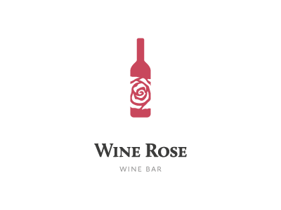 Wine Rose bar bottle logo logotype mark rose shop wine