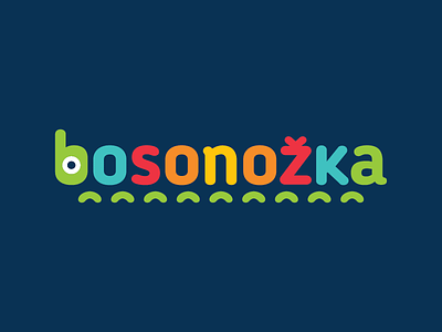 Bosonožka bare barefoot branding centipede children colourful foot kids logo logotype typography